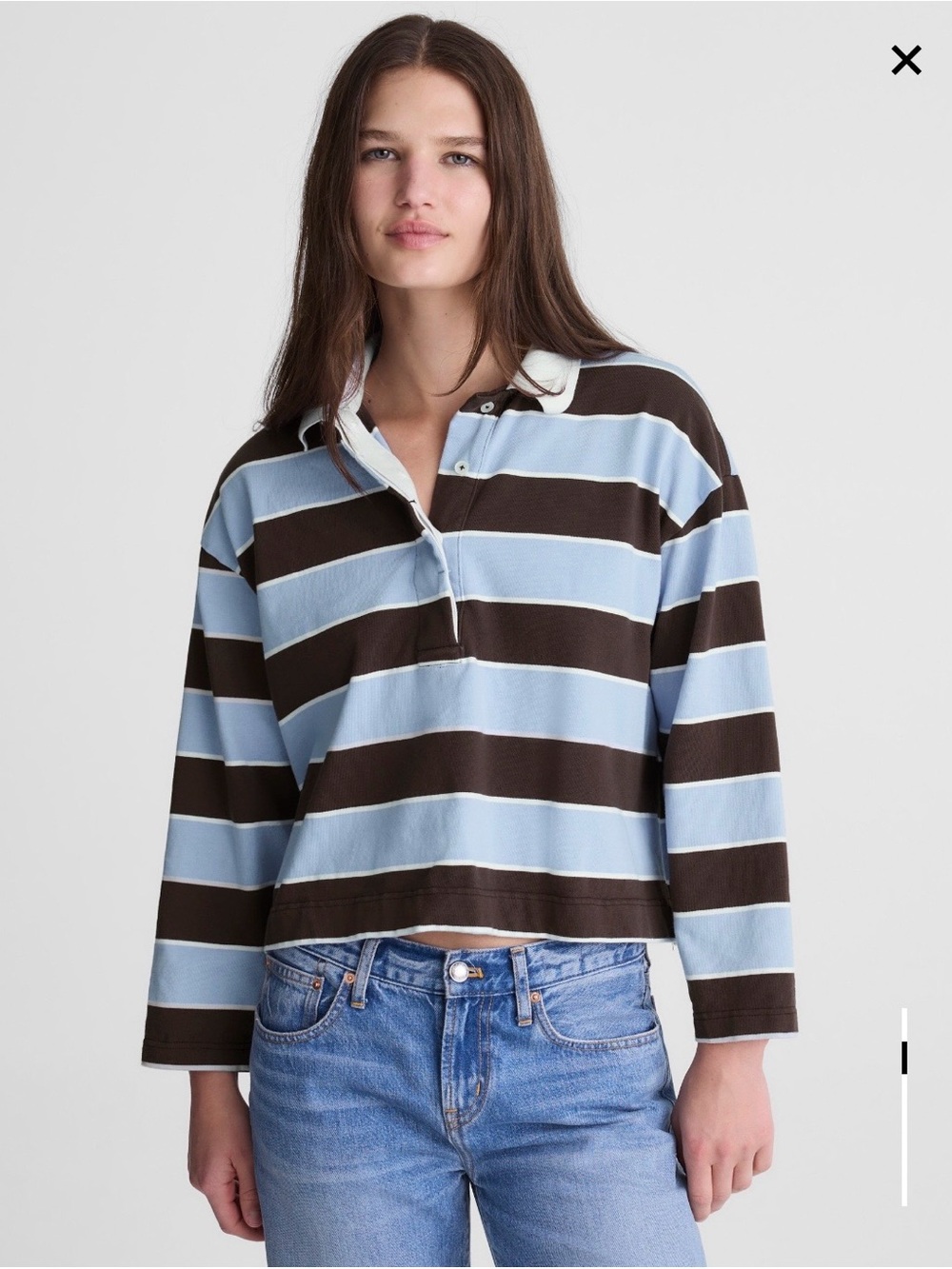 NWT Madewell Rugby Polo Shirt Striped Long Sleeve Polo size small
